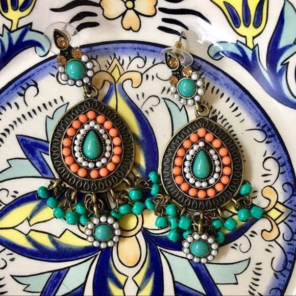 Brass Bohemian Teardrop Earring - Picture 2 of 8